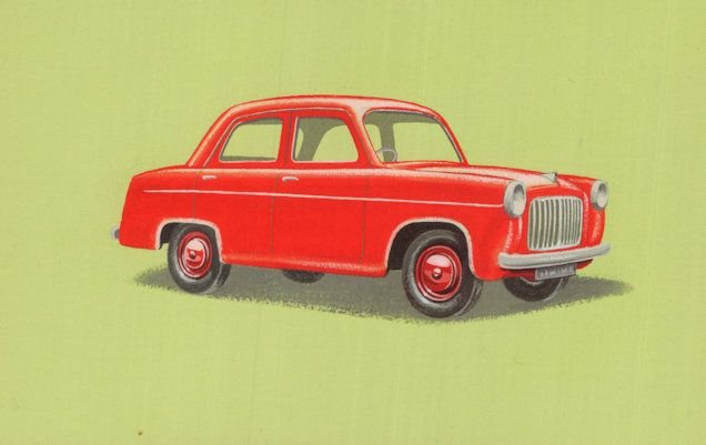 1950s Red Citreon Classic Car Ladybird Book Postcard