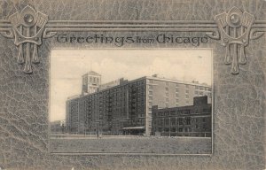 Fancy Chicago Ill Sears building postcard c1911 collotype am 110