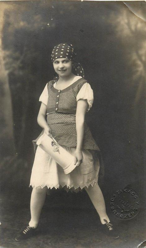 Hungary Photo Postcard Takacs Debrecen Cute Girl Folk Costume