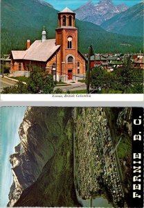 2~4X6 Postcards  Fernie, BC Canada  CATHOLIC CHURCH OF HOLY FAMILY & AERIAL VIEW