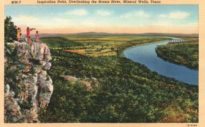 Vintage Postcard Inspiration Point Overlooking Brazos River Mineral Wells Texas