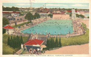 Vintage Postcard 1948 Outdoor Swimming Pool Sunnyside Beach Toronto Canada