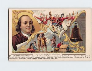 Postcard William Penn, Pennsylvania