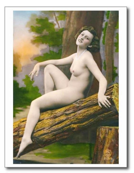 French Nude Naturist Woman Risque REPRO Vintage Postcard