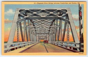 1940's CHOPTANK RIVER BRIDGE CAMBRIDGE EASTON MD UNUSED VINTAGE LINEN POSTCARD