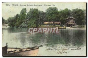 Postcard Old Paris Lake Bois de Boulogne View Island