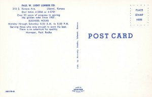 Liberal KS Paul W. Light Lumber Company MG Car  Postcard