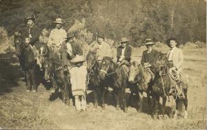 mexico, Group of Men on Horseback, Cowboys (1910s) RPPC Postcard