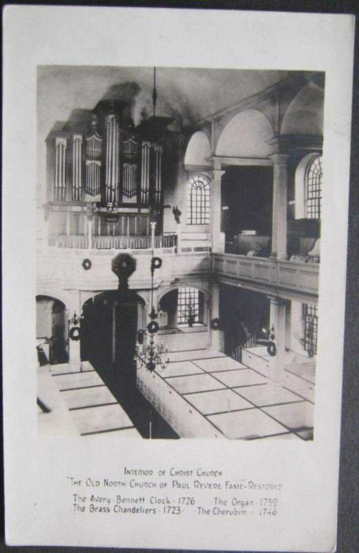 Interior Christ Church Boston 1941 Real Photo Postcard