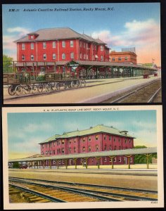 Lot of 2 NC ROCKY MOUNT Atlantic Coastline Depot Railroad Station - LINEN