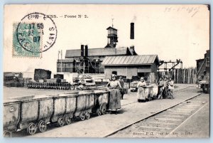 Lens Pas-de-Calais France Postcard Railroad Factory Workers 1907 Antique Posted