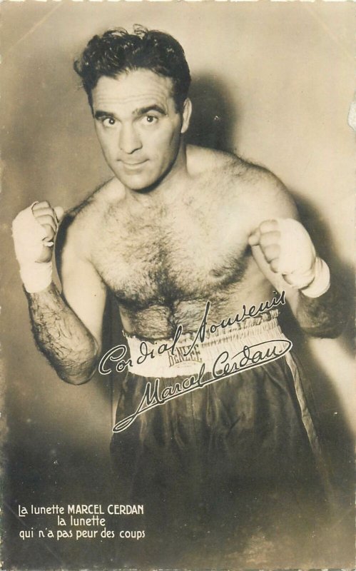 Postcard Sport boxing boxer sportmen body muscle muscleman Marcel Cerdan