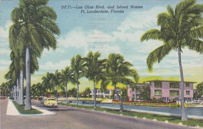 Florida Fort Lauderdale Las Olas Boulevard and Island Homes 1959 Curteich