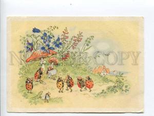 263432 BAUMGARTEN GERMANY DDR GDR Mushroom AMANITA dancing insects ladybugs 