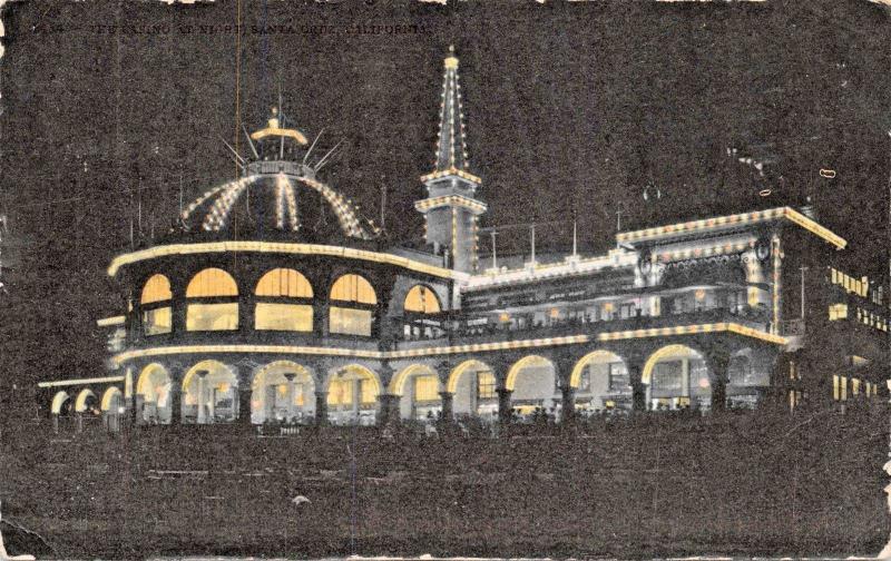 SANTA CRUZ CA~CASINO AT NIGHT-EDWARD MITCHELL PUBL POSTCARD 190 PSMK