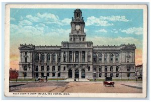 c1920's Polk County Court House Building Facade Entrance Des Moines IA Postcard
