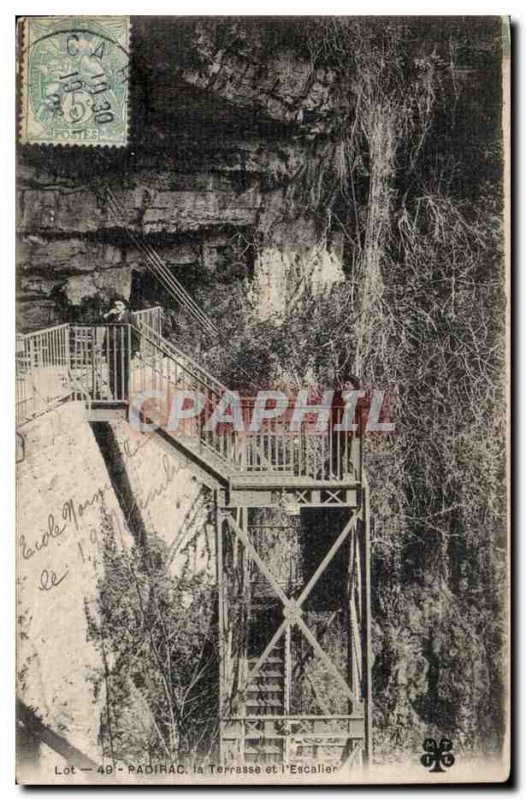 Padirac Old Postcard The terrace and & # 39escalier