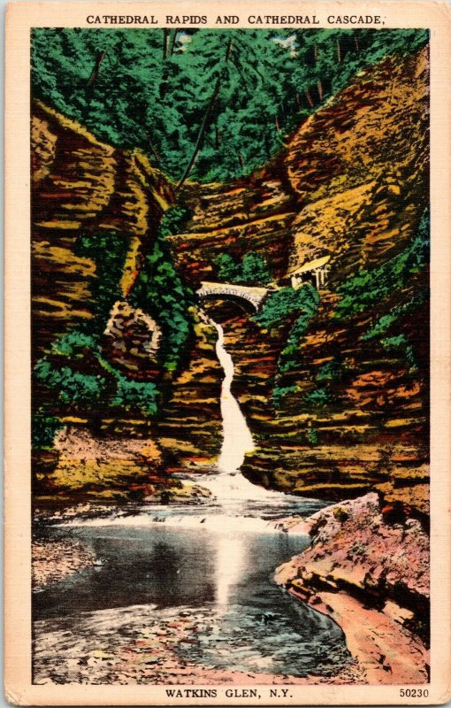 Cathedral Parids Cascade Watkins Glen N.Y. Vintage Postcard WOB 1c Stamp Vtg 