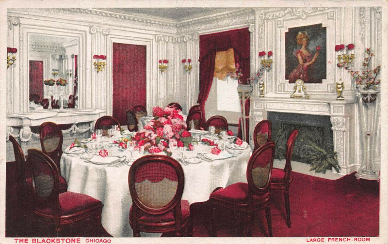 Large French Room, The Blackstone, Chicago, Illinois, Early Postcard, Unused