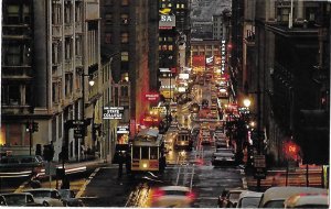 Busy Cable Cars on Powell Street Hill Twilight Time San Francisco California