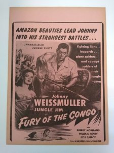 Jungle Jim Fury Of The Congo Johnny Weissmuller Movie Poster 1951 Vintage Amazon