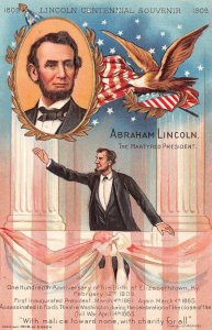 PRESIDENT ABRAHAM LINCOLN EAGLE FLAG EMBOSSED NASH PATRIOTIC POSTCARD (1908)