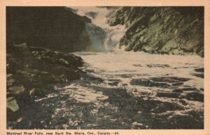 Vintage Postcard Montreal River Falls Near Sault Ste Marie Ontario Canada