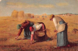 A910 Art 1907 Millet's Masterpiece Women Picking Wheat Agriculture postcard