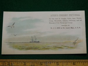 1880s Ayer's Cherry Pectoral, Lovely Steamship Birds Sea, Dr. J.C. Ayer Card F10