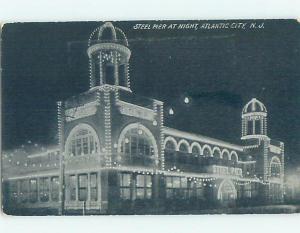 Divided-Back STEEL PIER AT NIGHT Atlantic City New Jersey NJ G2274