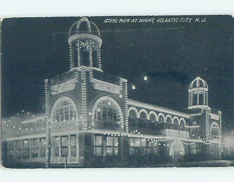 Divided-Back STEEL PIER AT NIGHT Atlantic City New Jersey NJ G2274