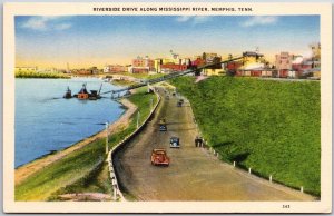 Riverside Drive Along Mississippi River Memphis Tennessee TN Highway Postcard