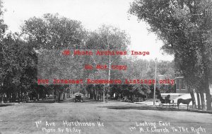 KS, Hutchinson, Kansas, RPPC, First Avenue, Looking East, 1908 PM, Bailey Photo