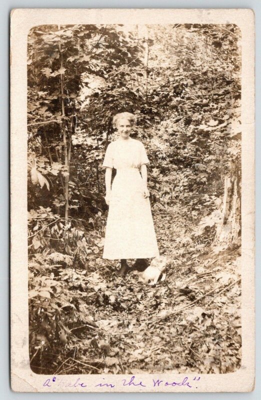 Kewanee Illinois~A Babe in the Woods Miss Bertha West Moweaqua~1914 RPPC 