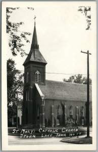 STORM LAKE IA ST.MARY'S CATHOLIC CHURCH VINTAGE REAL PHOTO POSTCARD RPPC