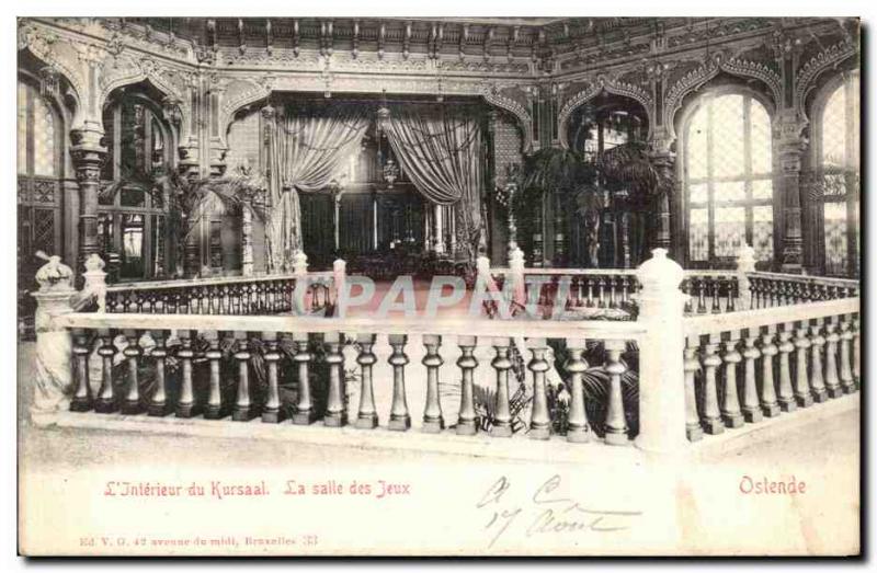 Old Postcard Ostend Kursaal terrace of The Games Room