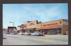 OSCODA MICHIGAN DOWNTOWN STREET SCENE OLD CARS STORES VINTAGE POSTCARD