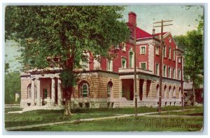 1910 Seeley Memorial YMCA Exterior Building Mt. Pleasant Iowa Vintage Postcard