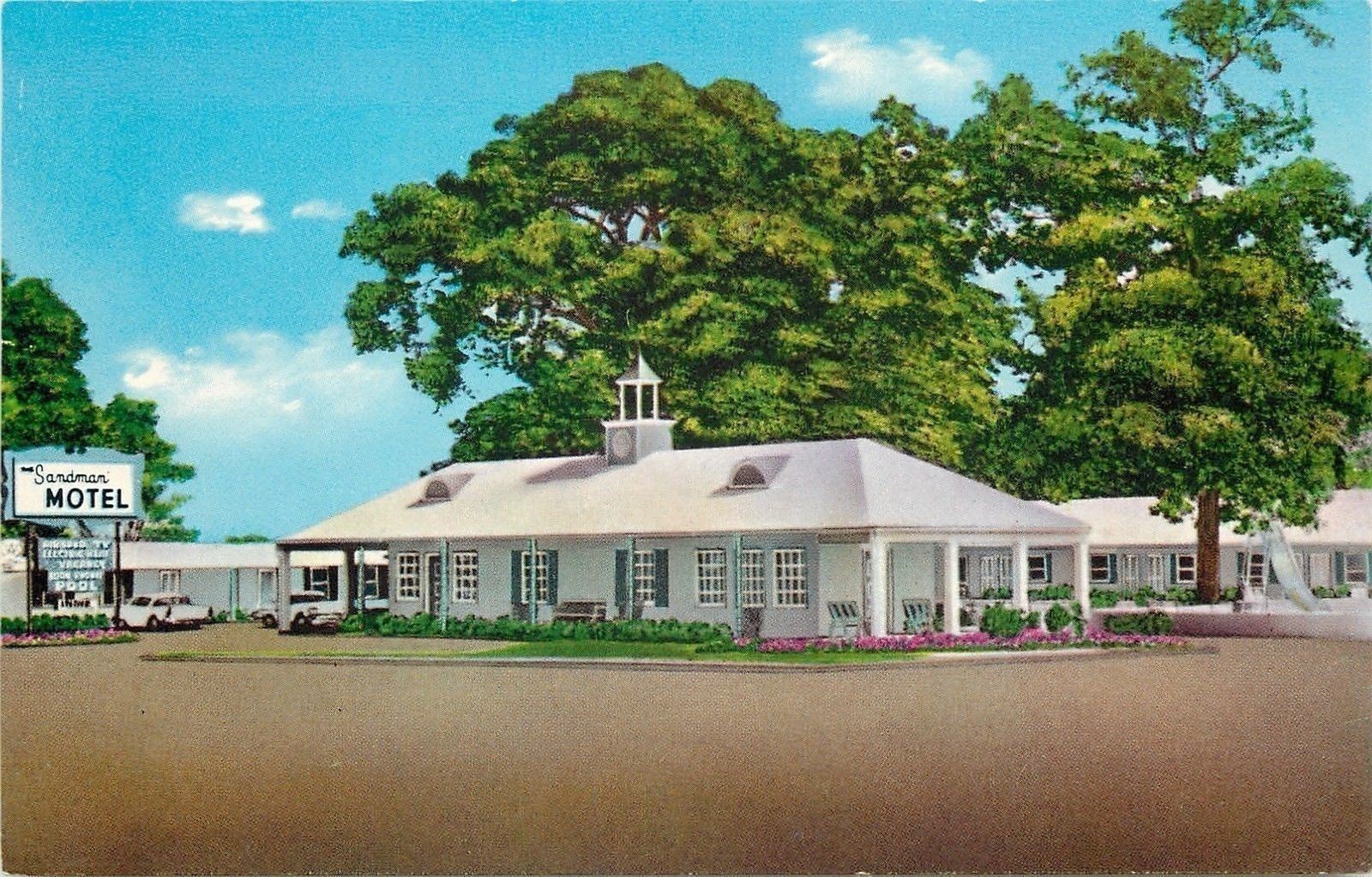 Perry Deco Sandman MotelBelfrySign1950s Hodge Postcard