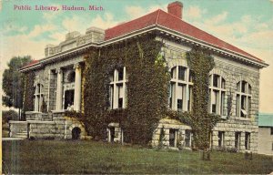 HUDSON MICHIGAN~PUBLIC LIBRARY~1912 POSTCARD