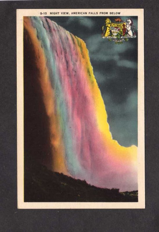 NY Niagara Falls Night New York ON Ontario Canada Postcard Illumination