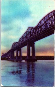 Bridges Postcard Huey P Long Bridge over the Mississippi Posted 1951