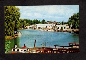 OH Vermillion River Harbor Boats Bridge Great Lakes Ohio Postcard PC