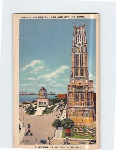 Postcard Riverside Church & Grant's Tomb New York City New York USA