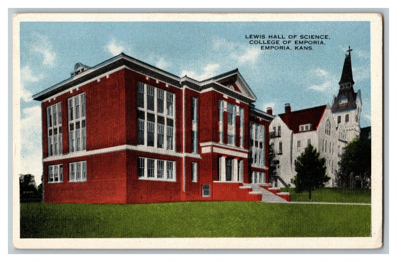 Postcard Lewis Hall Of Science College Of Emporia KS Vintage Standard View Card 