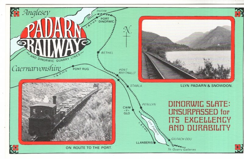 Llyn Padarn, Snowdon,  Route to the Port, Padarn Railway Train Map, Wales