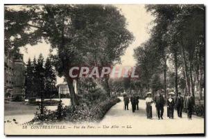 Old Postcard Contrexeville View From A Park Allee