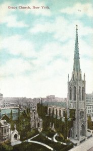 Vintage Postcard Grace Parish Church Historical Bldg. Manhattan New York City NY
