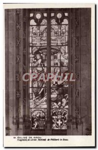 Postcard Old Brou Church Fragment of stained glass portrait of Philibert e Beau