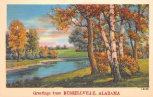 Russellville Alabama Greetings River Scenic View Vintage Postcard AA62119